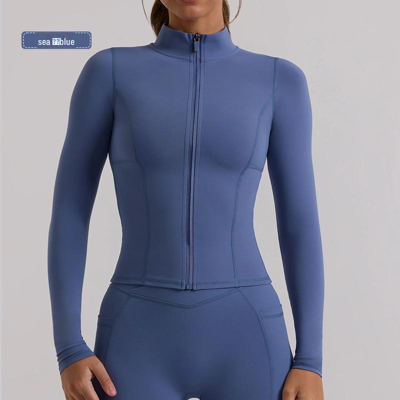 Damski kardigan z długim rękawem, kurtka do jogi: Odzież fitness i rekreacyjna na zewnątrz