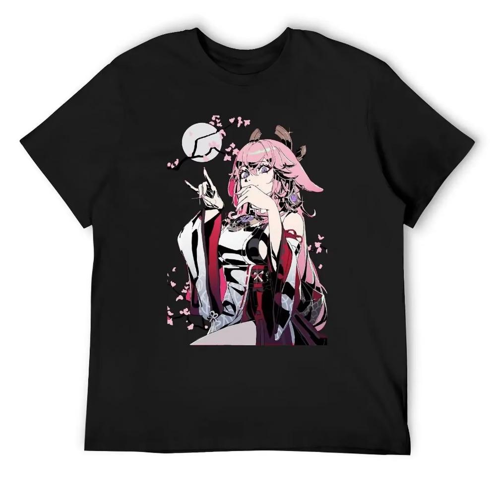 Yae Miko Photographic Print For Sale T-shirts Graphic Cool T-shirt Round Neck Motion  Humor Graphic Home USA Size