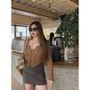 30% off Miss Biggie Fashion Plus Size Figure Flattering Slim-Fit Versatile Seam Exposed Long Sleeves T-shirt Short Top