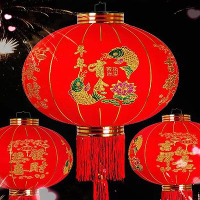 Flocking Cloth Red Lantern 2026Chinese New Year Hanging Lanterns Spring Festival Street Pendants Chinese Traditional Home Decor