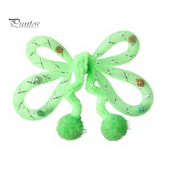 Kitten Enrichment Toys Mesh Tube Cat Toy, Butterfly Shape Interactive Chew Toy with Bells Flexible Bendable And Plush Balls, for Indoor Cats