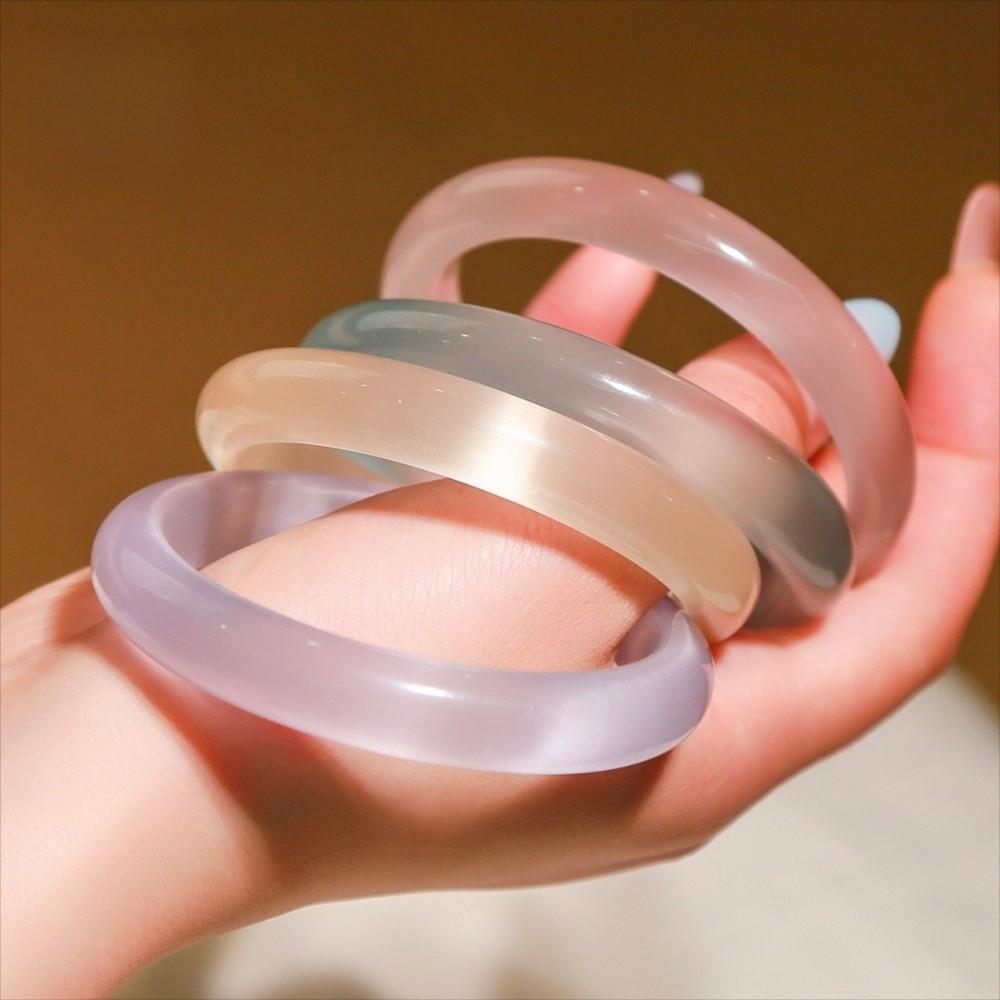Cat's Eye Jadeite Bangle Bracelet Transparent Agate Chalcedony Bracelet  Women