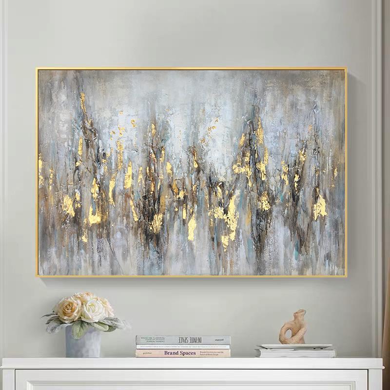 Abstract Gold Plaid Canvas Print Minimalist Gold Poster Home Decoration Wall