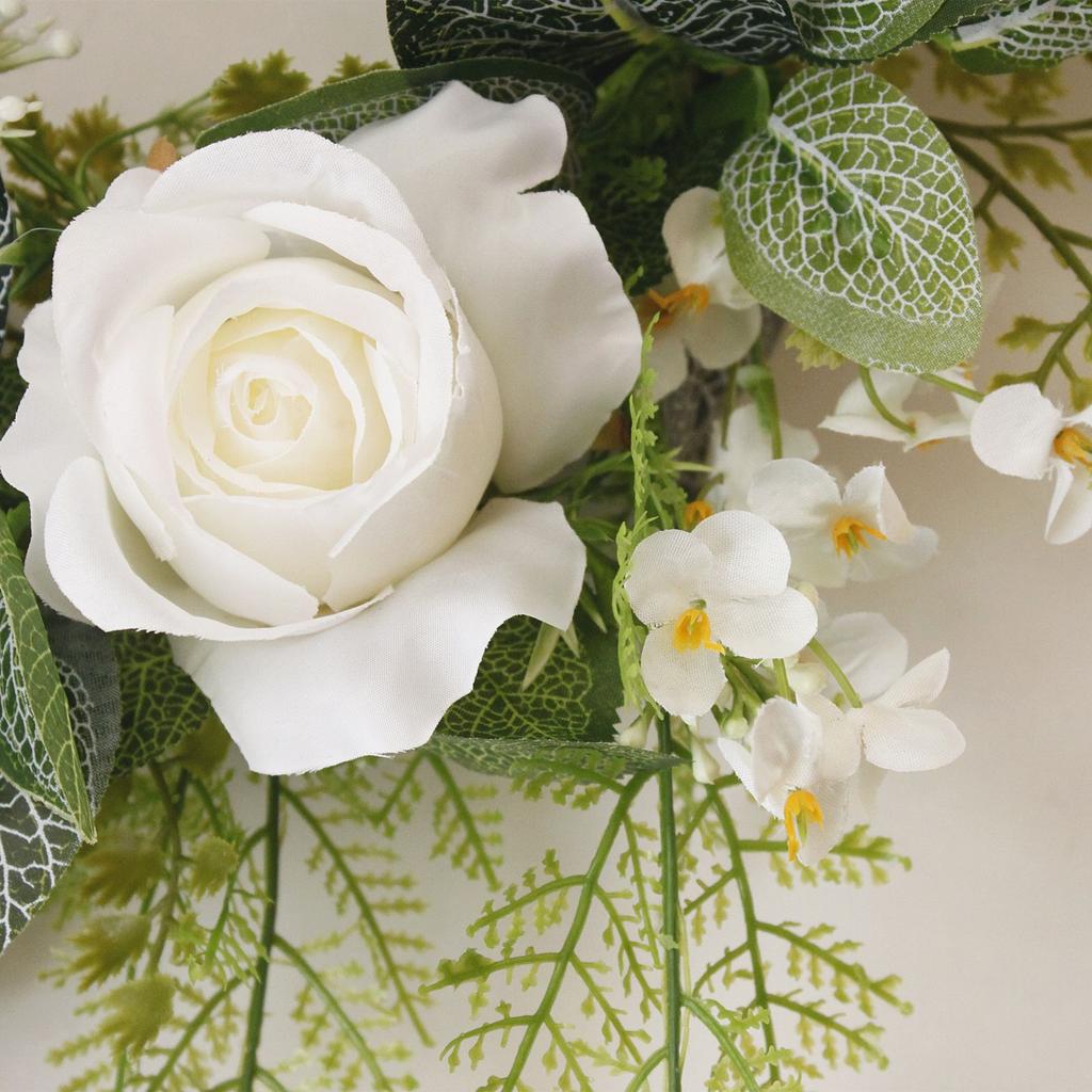 Artificial Wreath Silk Flower Plastic Rose Leaves Front Door Hanging Decor Multicolor 50cm OD