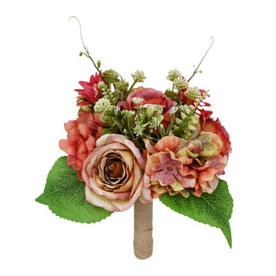 Artificial Flowers Bouquet Mixed Faux Roses Hydrangea Flower with Stems for Wedding Party Centerpiece Floral Arrangement Table Vase Decor