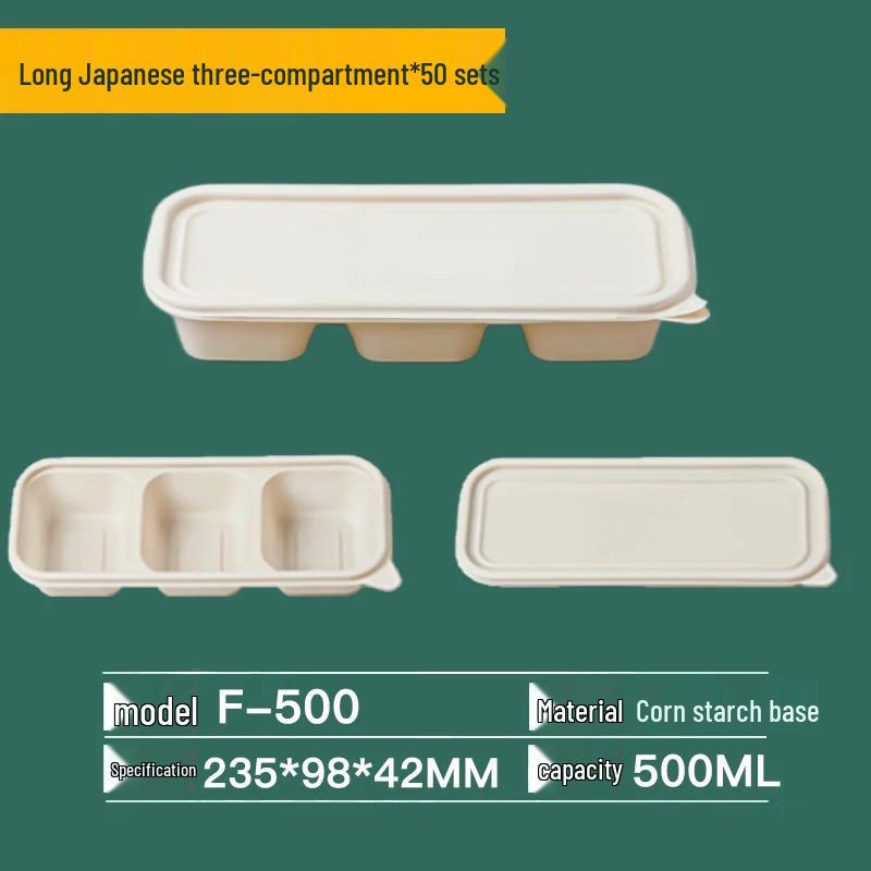 Biodegradable Divided Rectangular Takeaway Boxes
