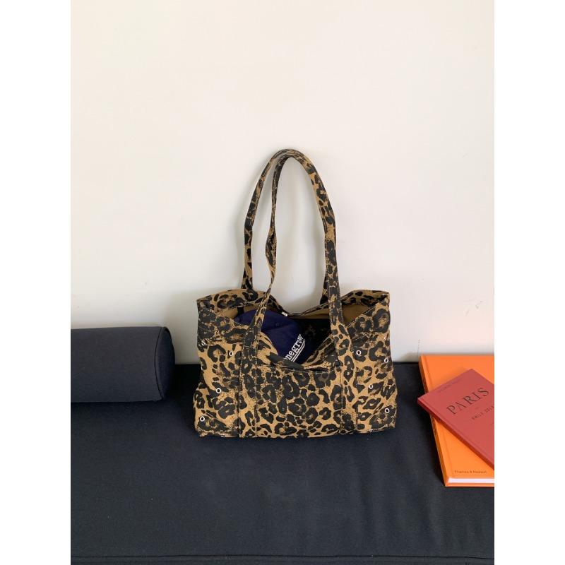 

Новая сумка с леопардовым принтом, модная, с индивидуальным нишевым дизайном, на плечо, женская, ретро, большой вместимости, для поездок на работу, сумка-тоут, женская коричневый