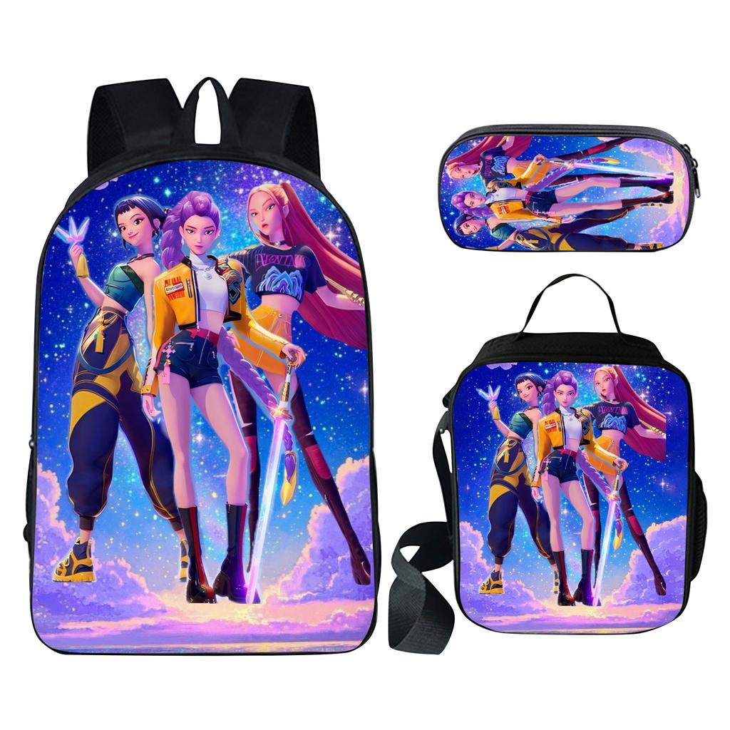 Fashionable And -looking Three Piece Backpack Set For Students Crossbody Bag Pencil Case