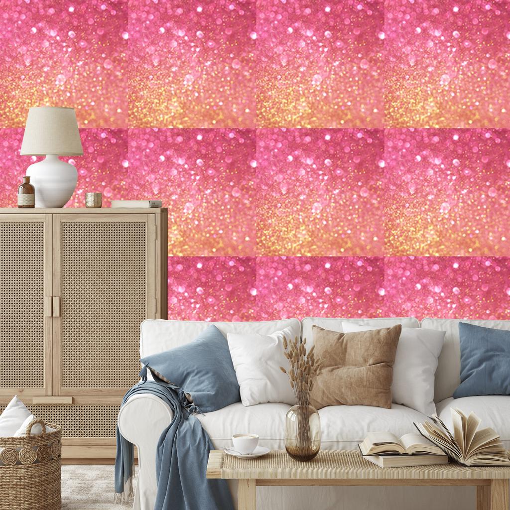 Coral and powder pink glitter wallpaper for living room and bedroom 50x1000