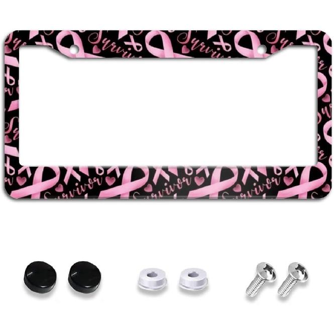 Hawaiian Blue Flowers License Plate Holder Frame Cover Beautiful Floral Car Accessories Stainless Aluminum Steel Auto Parts Car Tag Frame Decorative