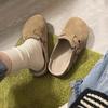 Fashion Summer Retro Birken Style Brown Faux Suede Flat Slippers Fashion Round Toe Platform Mules Outdoor Woman Soft Sole Cork Slides