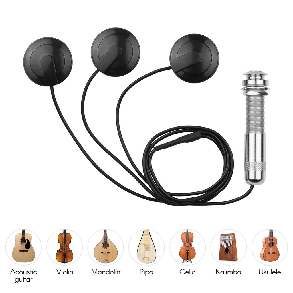 Adhesive Instrument Pickup Acoustic Guitar Pickup Mini Transducer with 1 4 Inch Connector for Violin Mandolin Ukulele