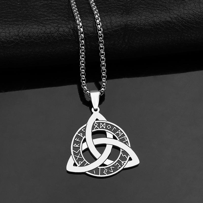 Viking Celtic Titanium Steel Necklace With Ancient Rune Pendant Unisex Jewelry