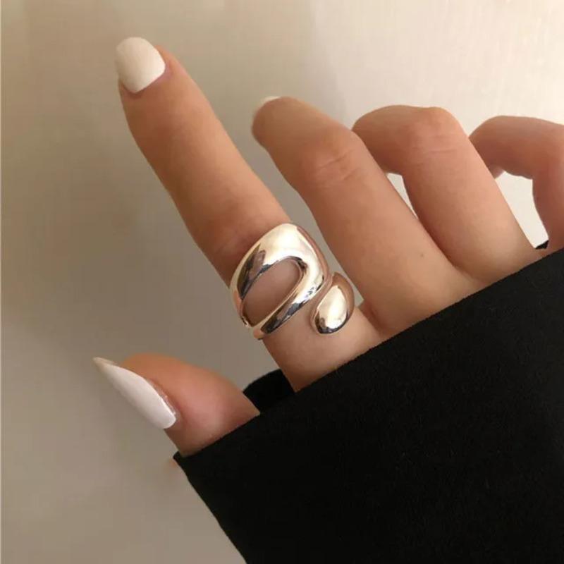 Silver Smooth Rings For Women hollow out chain Jewelry Beautiful Finger Open Rings For Party Birthday Gift