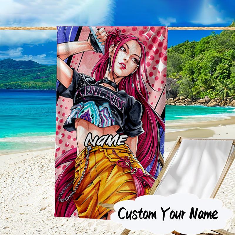 Custom Name Fantasy Night Trio K-Pop Microfiber Beach Towel Super Soft & Absorbent for Bath, Beach, Travel Bath Time Accessory, Fan Gifts