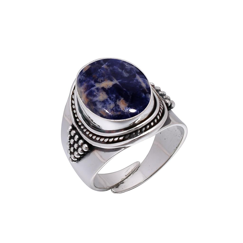 Sodalite - Minas Gerais 925 Sterling Silver Ring V5622, Blue Ring, Oval Ring, Valentin's Day Gift, Gift For Her, Birthday Gift, Handmade Jewelry, Silv
