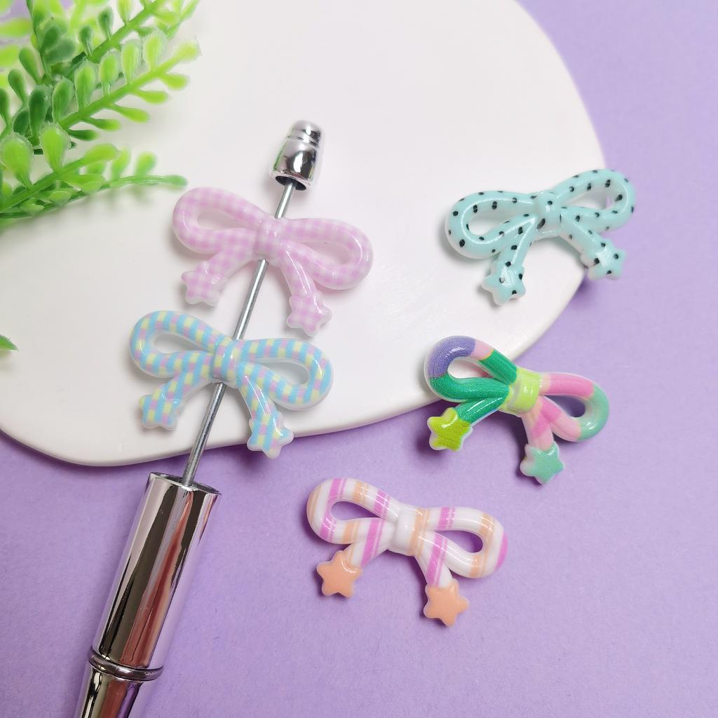 100Pcs/Bag Mixed Acrylic Bow Beads for Jewelry Making DIY Necklace Bracelet Pendant Jewelry Accessories with Hole