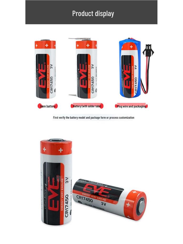 EVE Lithium CR17450 3V Battery for Water/Electric Meters, Flowmeters, RAM, PLC