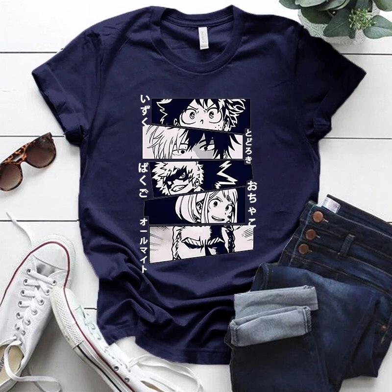 New Anime Deku Bakugou Katsuki Todoroki Shoto Printed T-shirts Unisex Women Fashion Y2k Summer Casual Short Sleeved T-shirts