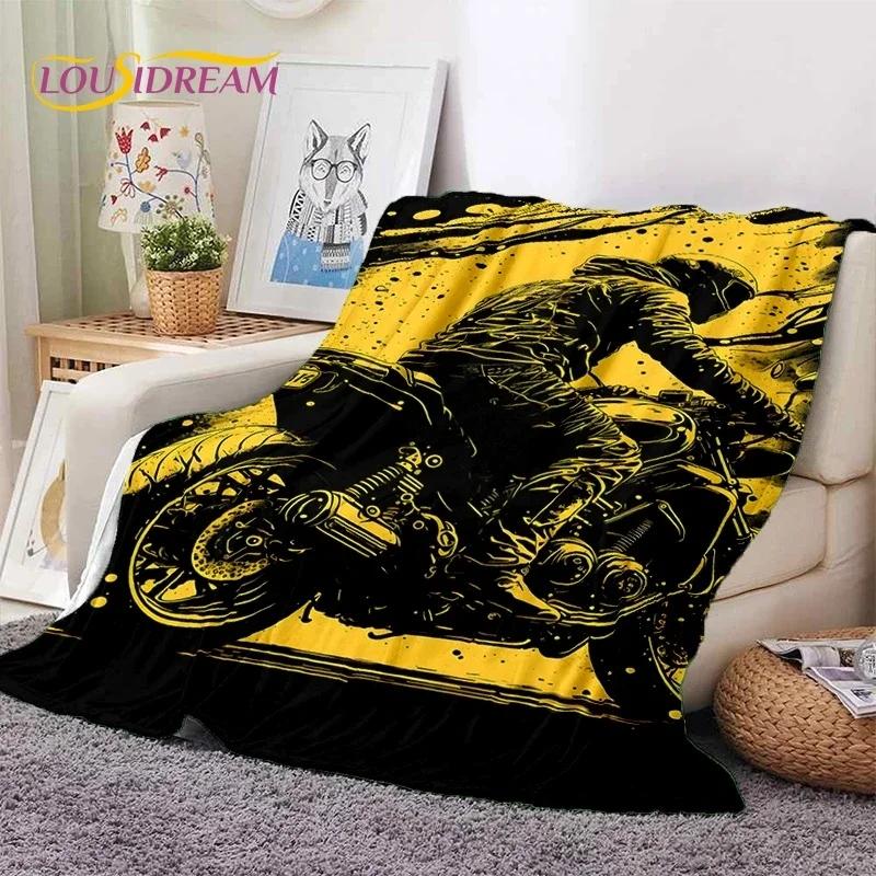 Motocross Modern retro Motorcycle Soft Flannel Blanket for Bed Bedroom Sofa Picnic,Throw Blanket for Cover Outdoors Leisure Gift