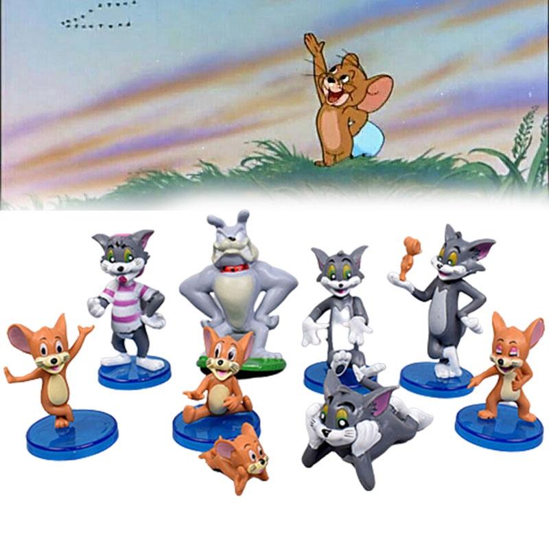 Miquelpw Tom Jerry Action Figures Cute 9pcs/set For Collectors And Cartoon Lovers