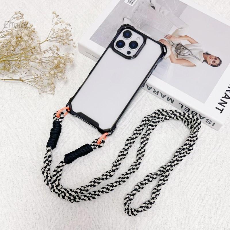 Four Corners Strap Case For Samsung Galaxy A56 A36 A16 A26 A55 S26 Ultra S25 FE Crossbody Cord Lanyard Shockproof Clear Cover