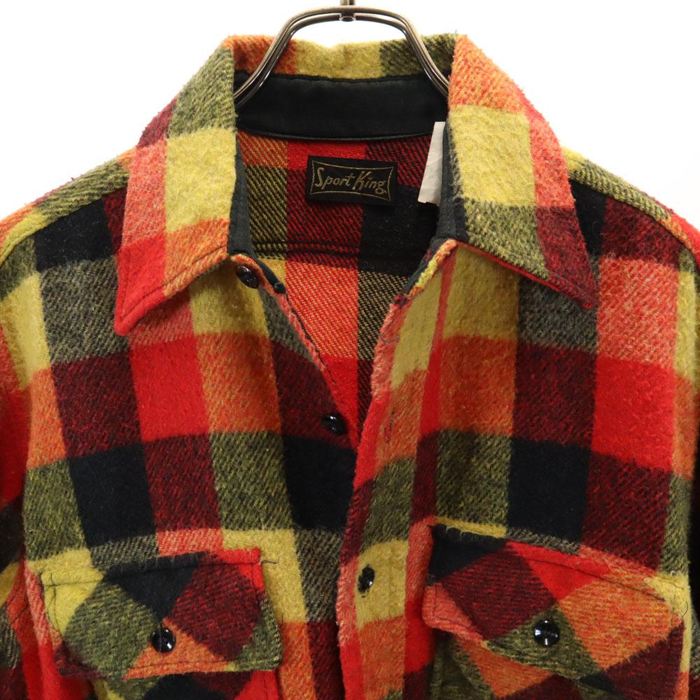 Sport King 60s 70s Vintage Check Pattern Long Sleeve Flannel Shirt Men's Used