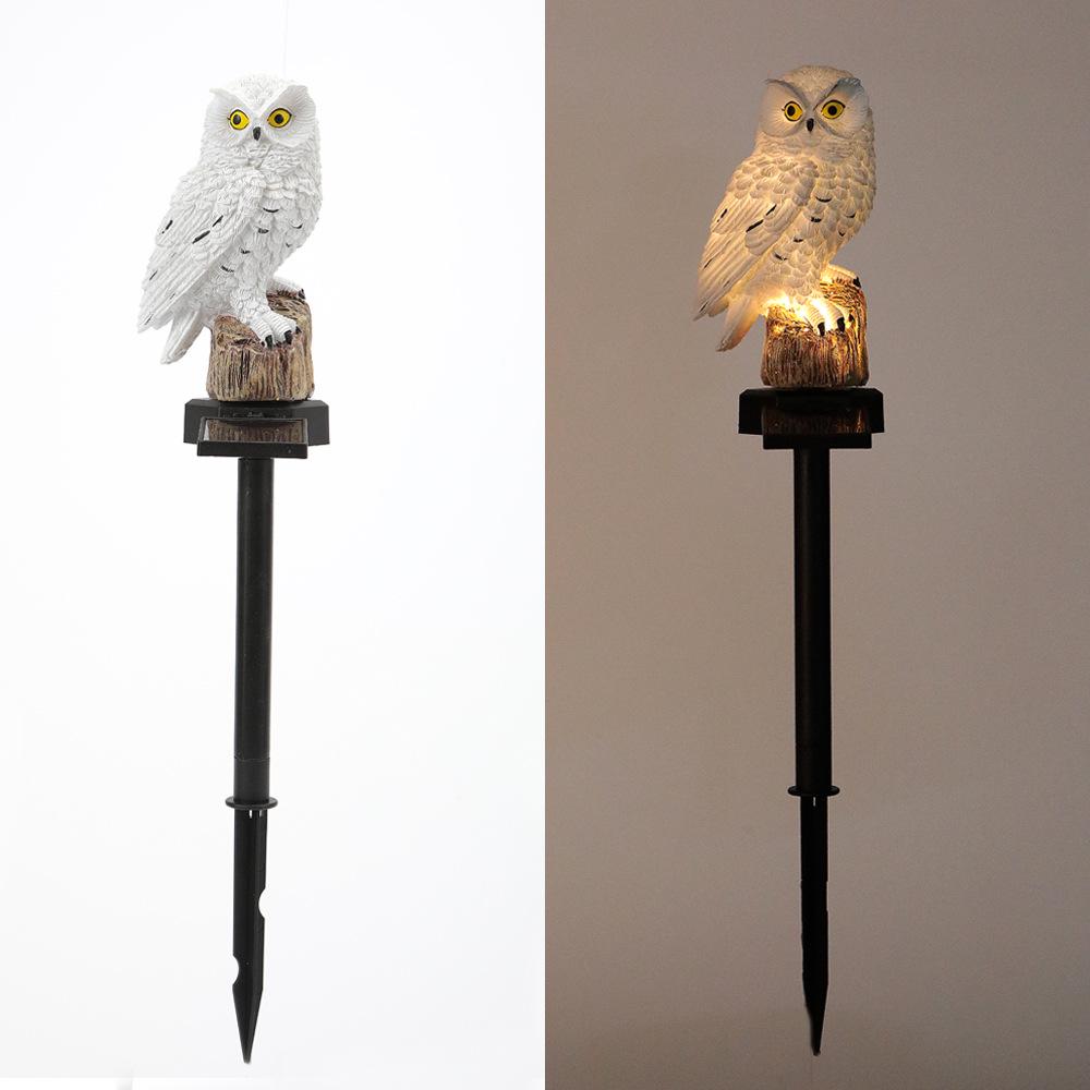 Solar-Powered LED Owl Garden Lamp - Resin Animal Yard Decor