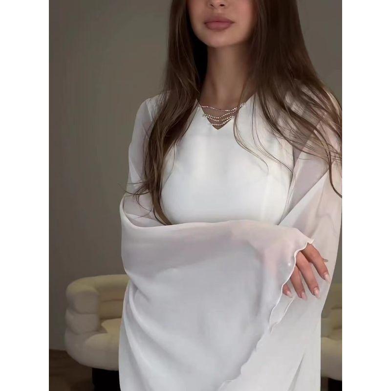 Western Style New Fashion V-neck Long sleeve Sheath Dress V-Neck Buttocks Wrapped Dress