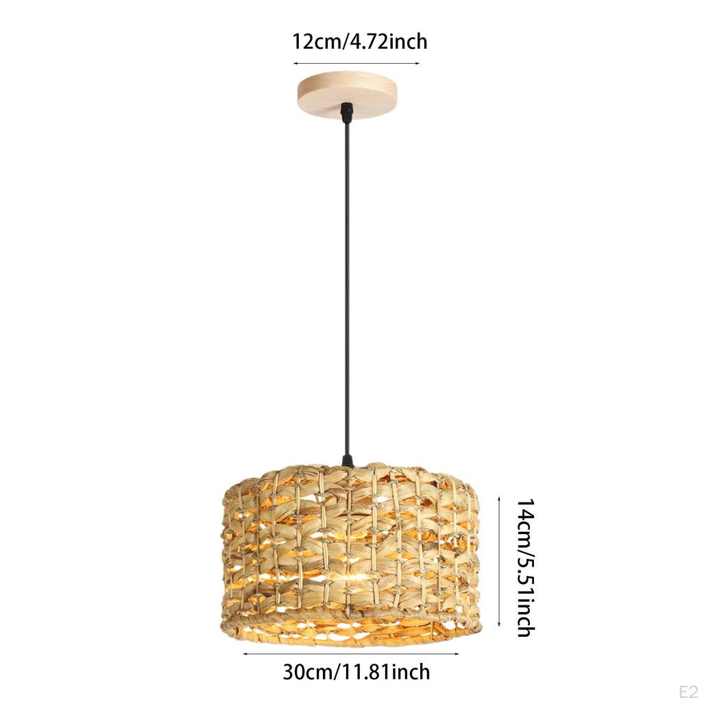 Woven Pendant Lamp E27 Base Rustic Weave Ceiling Light for Entryway Cafe Bar