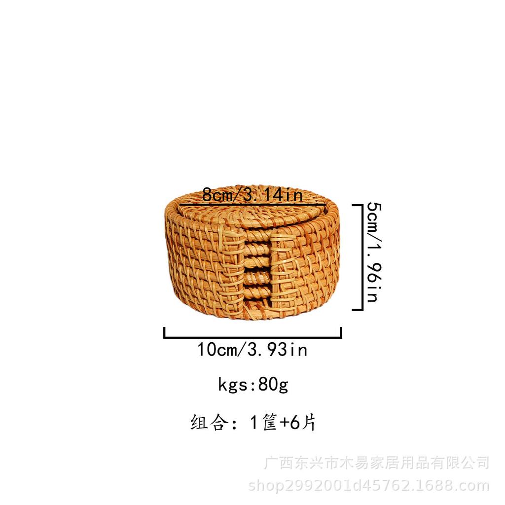 Autumn Rattan Woven Coaster Tea Set Accessories Thermal Insulation Mat Bowl Mat Dining Table Mat