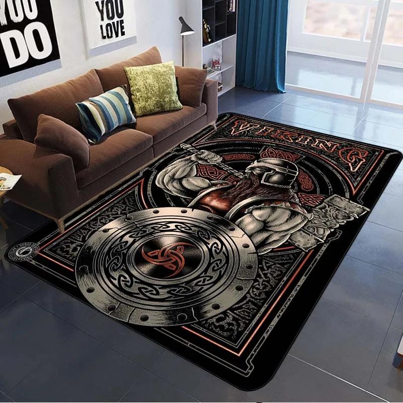 3D Viking Pattern Carpet Area Rugs Graphic Square Anti-slip Large Carpets Living Room Home Decoration Children Bedroom Carpet