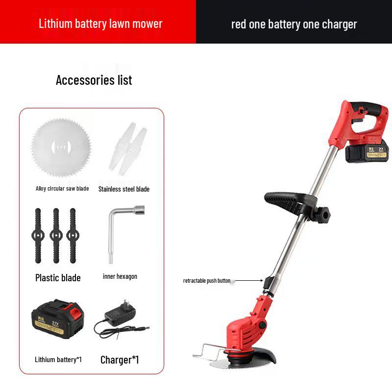 Electric Lawn Mower: High-Power Lithium Battery Grass Trimmer & Agricultural Weeder
