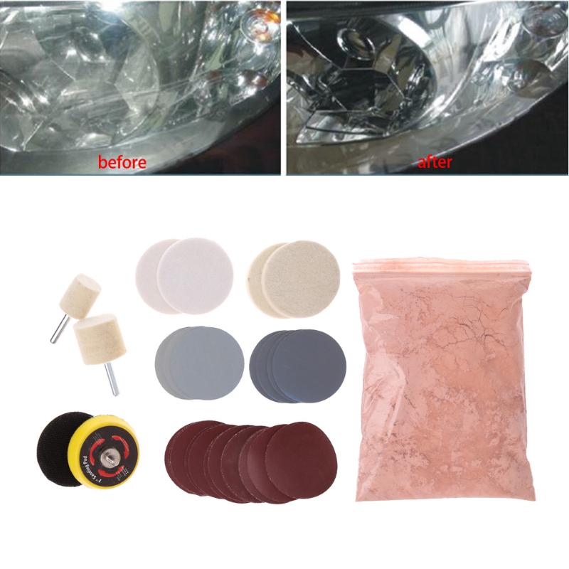 34 Pcs Deep Scratch Remover Car Glass Polishing Kit 8 OZ Cerium Oxide and 2'' Wheel