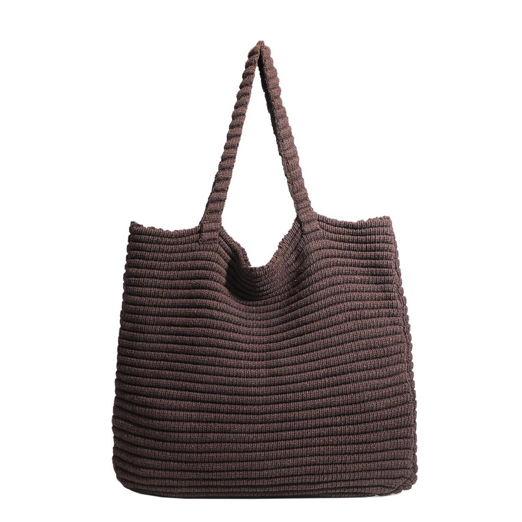 Borsa in Lana Intrecciata Semplice Coreana Primaverile da Donna a Spalla Tote per il Tempo Libero Borsa da Shopping di Grande Capacità