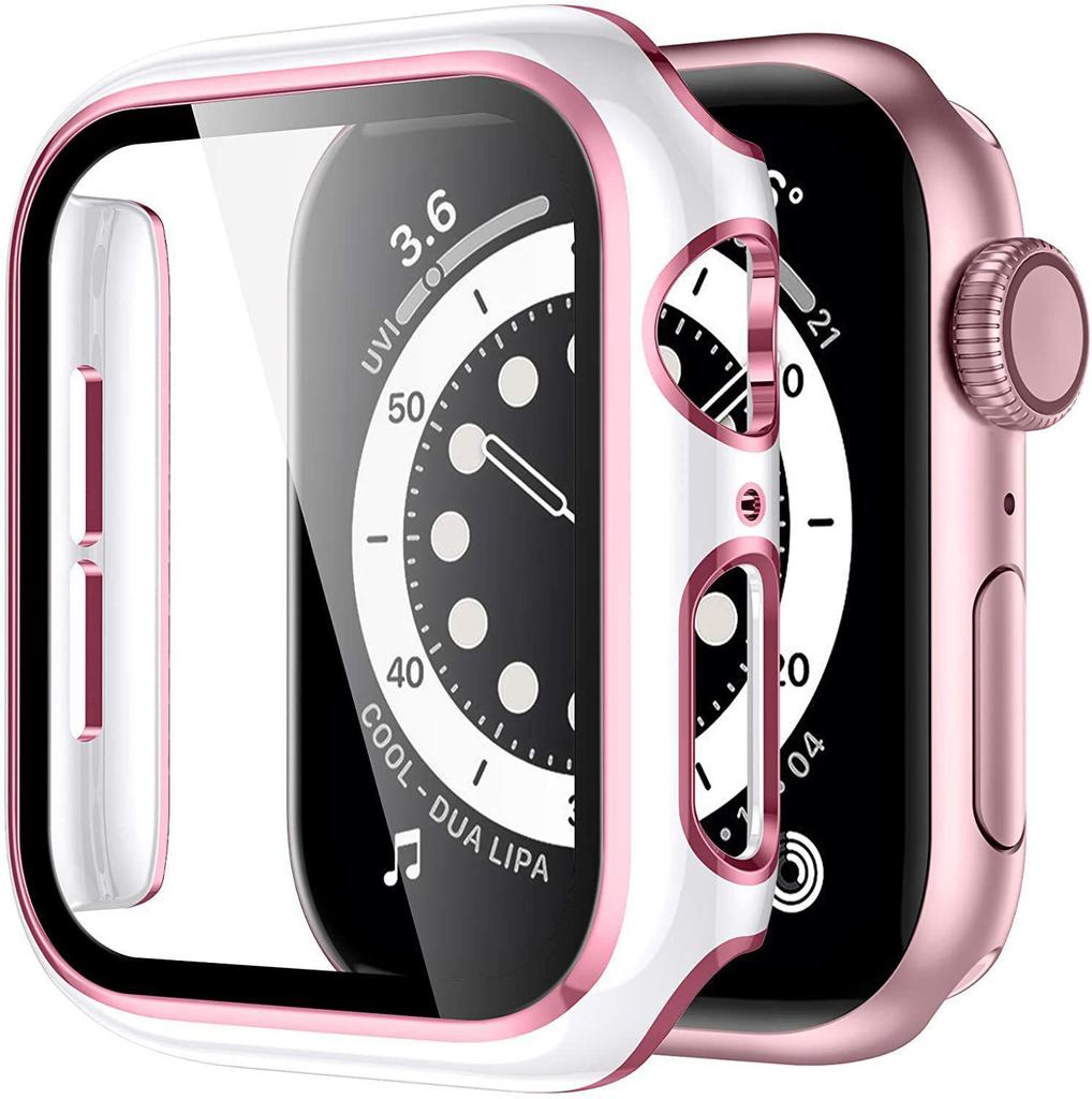 Coque de protection bicolore pour Apple Watch iWatch7 avec film en verre trempé