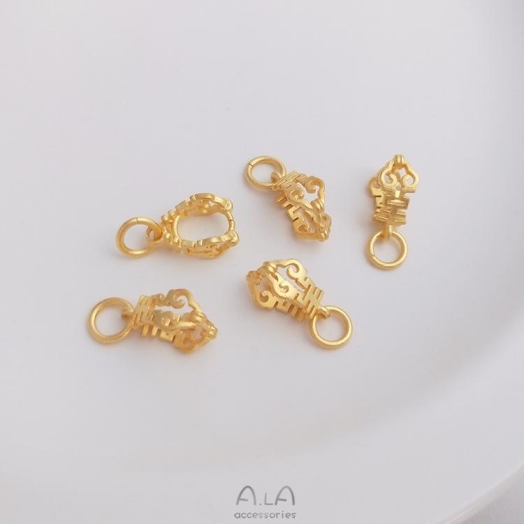 Vietnam Sand Gold Double Happiness Melon Seed Buckle - Strong Color Retention Donut Pendant Clip for DIY Jewelry.
