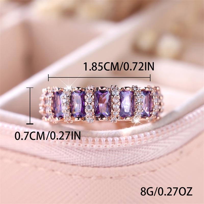 Luxury Female Purple Zircon Stone Ring Trendy Rose Gold Color Engagement Rings For Women Cute Wedding  Gift
