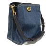 Used 9726 Willow Bucket Bag CA837 7921 C Mark Denim Pebble Calfskin 2-Way Crossbody Bag with C Logo Turn Lock, Blue,