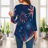 Womens Plus Size Loose Three Quarter Sleeve Blouse Pointed Hem Stylish Casual Top For Ladies Daily Outfit
