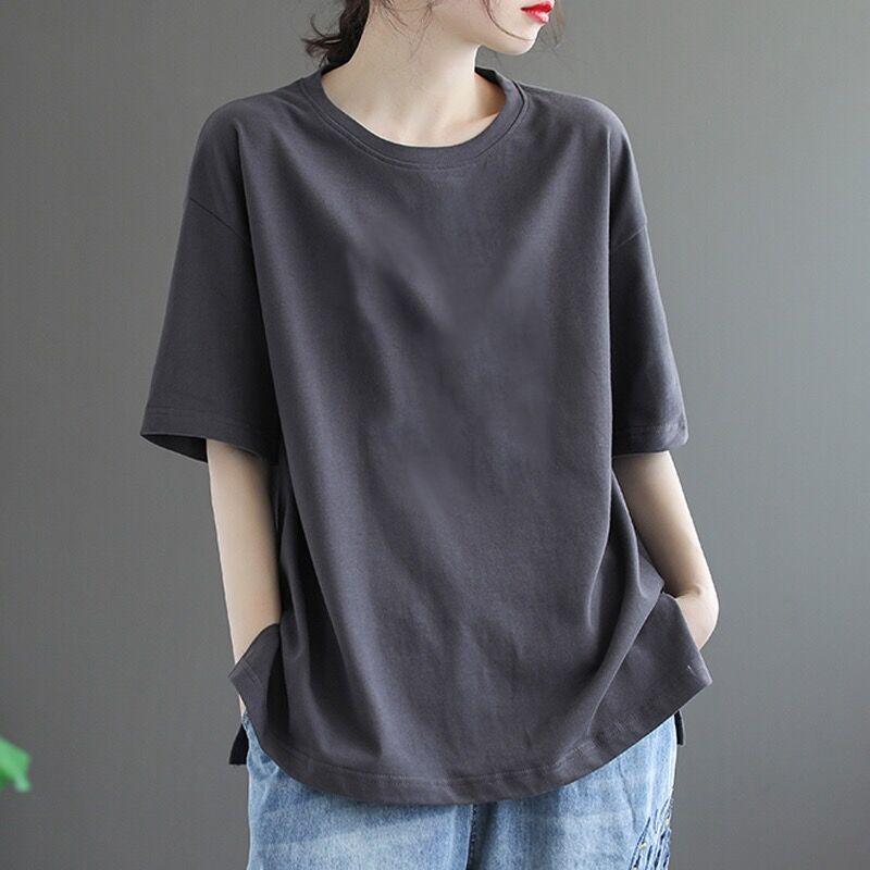 

Clearance Leak-Picking ~ Brand Discount Women clothes Withdraw Premium 100% Cotton Thin T-shirt Age-Reducing Plus size Short sleeve Top Grey [pure color]] XL(Suggested 65.00 kg-72.50 kg)