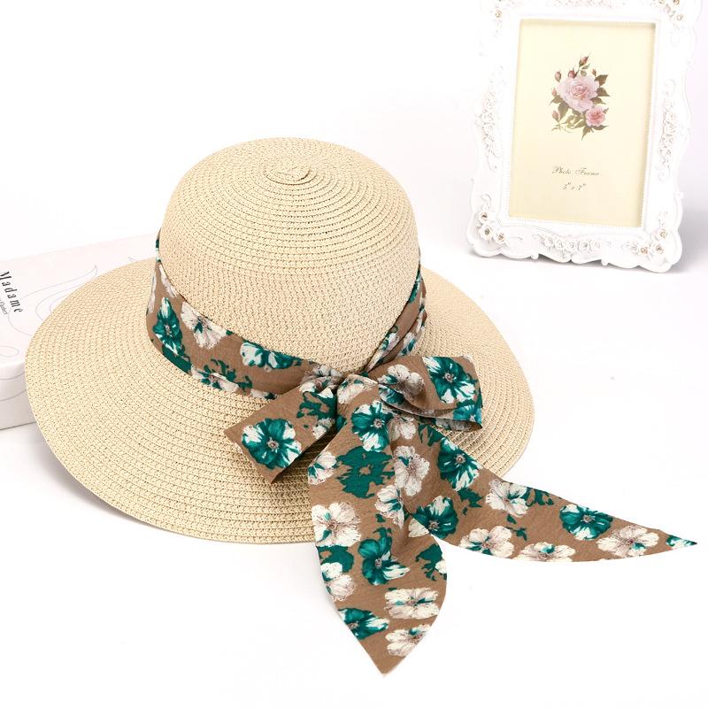 

2025 Summer Women s Bowknot Straw Hat New Beach Big Brimmed Hat Foldable Travel Seaside Vacation Travel Outdoor Sunscreen Caps 54-58cm бежевий