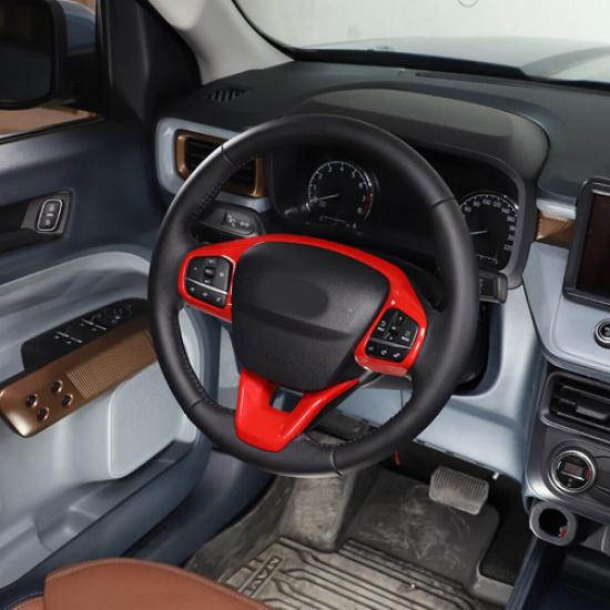 For Ford Maverick -2025 ABS Red Steering Wheel Button Panel Cover Trim 2PCS
