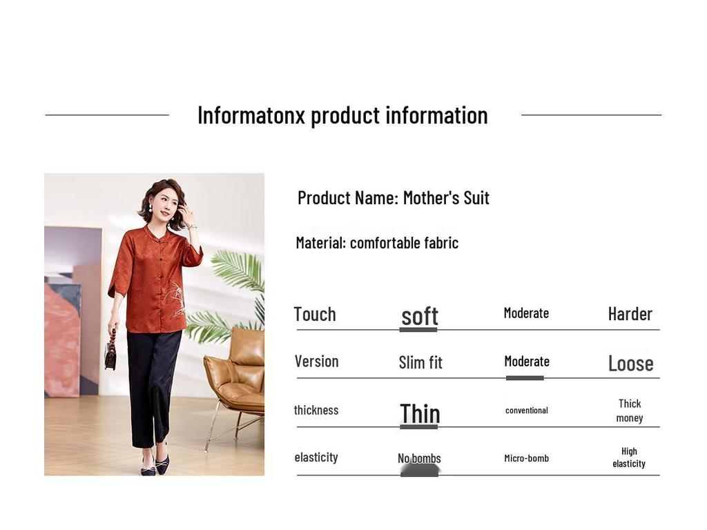 Yuzhaolin Women's Chinese Style 3/4 Sleeve Suit