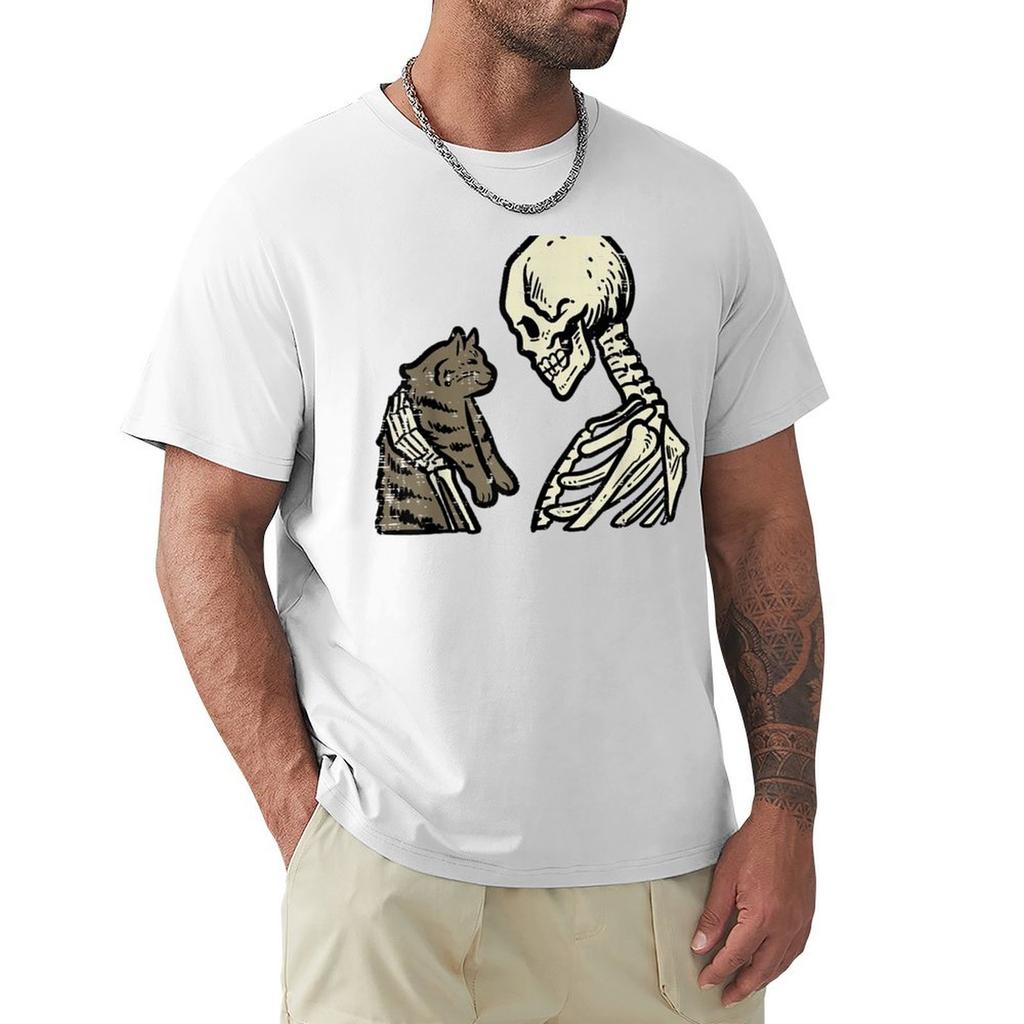 Skeleton Holding Cat Funny Halloween Skull Men Women Kids TShirt football t shirt animal prinfor boys t shirts men