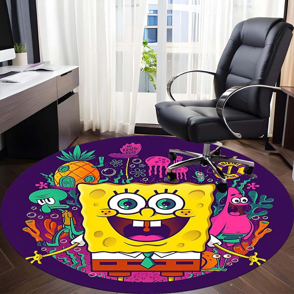1pc Sponge Bob Chair Carpet for Office Non Slip, Machine Washable Rug for Office, Room Holiday Decor for Christmas, Birthday Polyester
