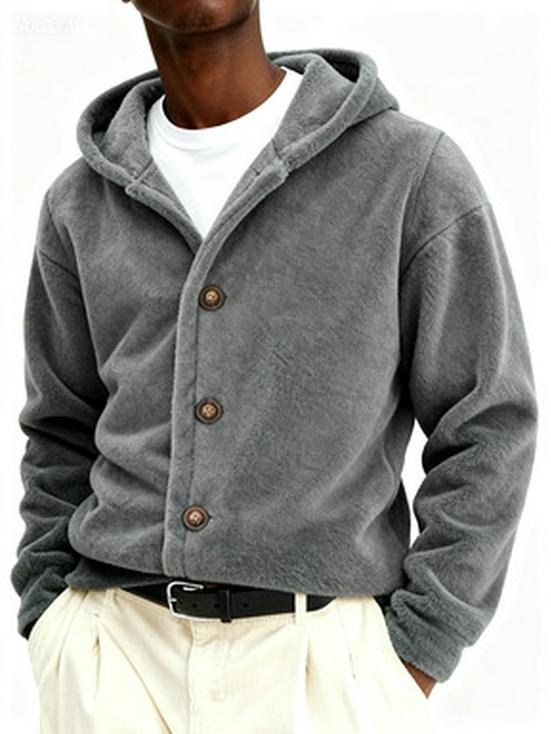 

New Loose Coral Fleece Hoodie Small сірий колір