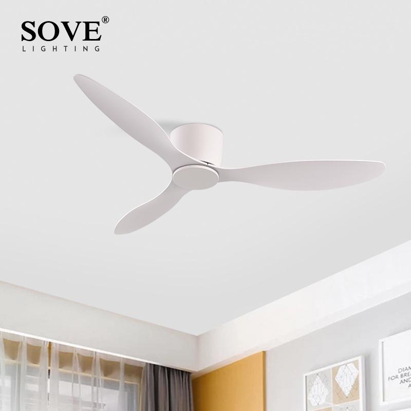 SOVE Moderner Schwarz Weiß Niedriger DC-Motor 30W Deckenventilator Mit Fernbedienung Einfacher Deckenventilator Ohne Licht Heimventilator 220V