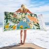 La Dolce Vita Italy Vintage Spritz Beach Towel - Ultra-Soft Microfiber, Quick-Dry, Coastal Scene With Oranges & Chairs