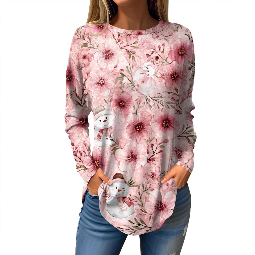 T-skjorter For kvinner Høst Uformelle Langermede skjorter Genser Vintage grafisk trykk Topp Genser Valentinsdag
